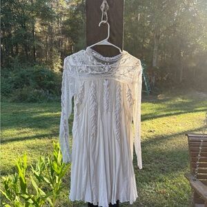 Free People White Long Sleeve Lace Dress
